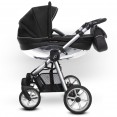Babyactive Mommy Glossy Black - wózek wielofunkcyjny, zestaw 2w1 z opcją 3w1 i 4w1 | Silver mg03